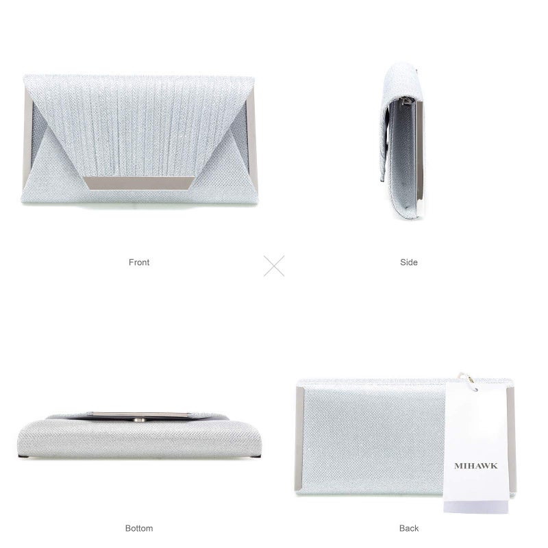 Mihawk silver clutches and evening bags clutch purses for women evening bags and clutches for women evening(Silver) - Image 5